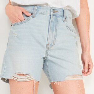 Old Navy Plus Size High-Waisted Slouchy Straight Distressed Jean Shorts